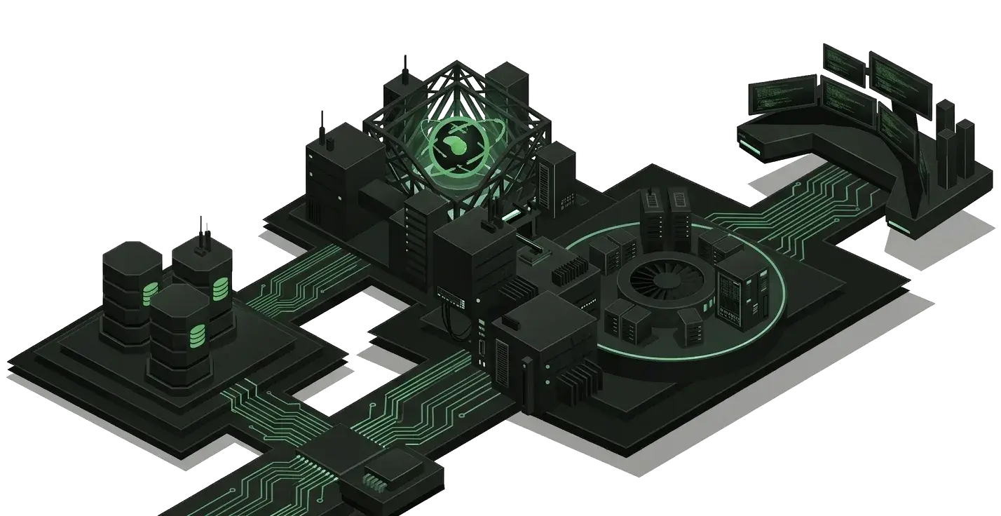 Isometric database infrastructure illustration
